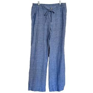 INC International Concepts Blue Linen Pants Size 8 Straight Leg Spring Summer